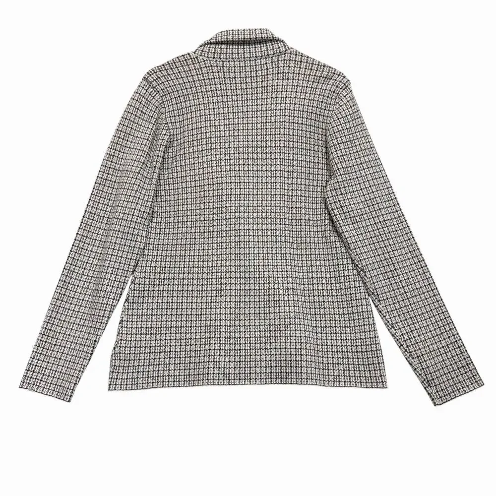 Max Studio Womens Blazer Jacket Sz L Brown Black White Houndstooth Double Breast